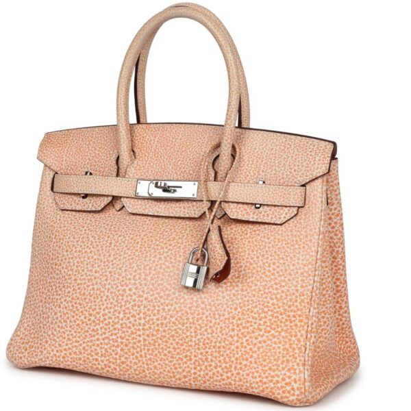 VINTAGE HERMÈS BIRKIN 30 ORANGE DALMATIAN BUFFALO PALLADIUM HARDWARE - Image 3