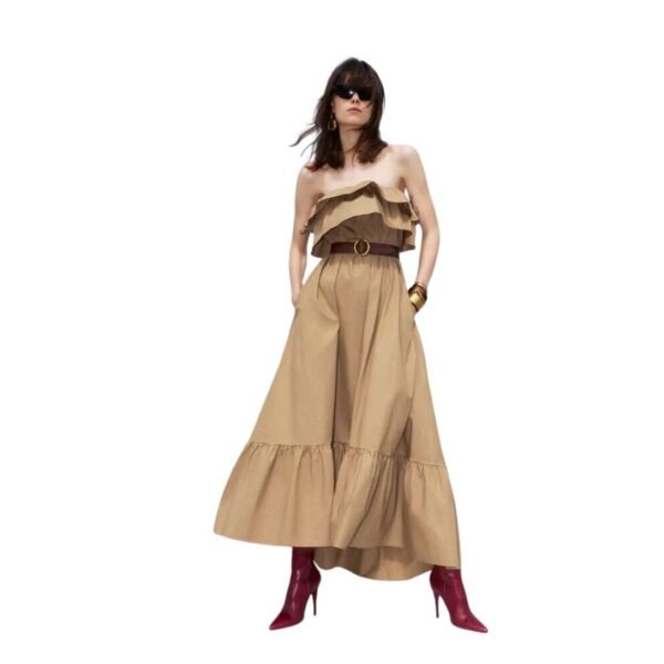 SAINT LAURENT RUFFLED DRESS IN COTTON SERGE - Image 3