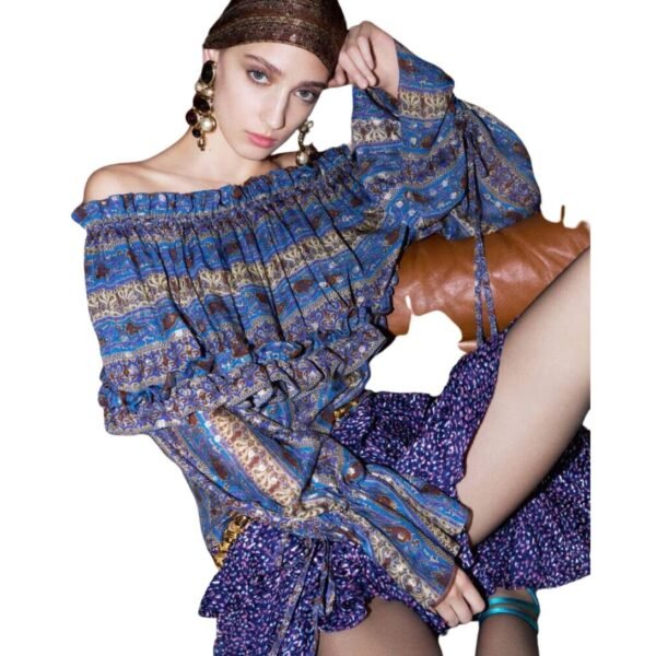 SAINT LAURENT WRAP SKIRT IN CONFETTI MUSLIN - Image 3