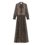 SAINT LAURENT LAVALLIÈRE DRESS IN LUREX PAISLEY SILK CREPON