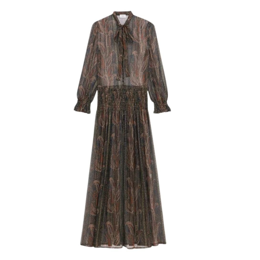 3-1159.jpg SAINT LAURENT LAVALLIÈRE DRESS IN LUREX PAISLEY SILK CREPON