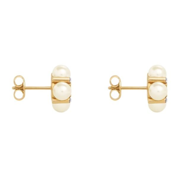 LES PERLES CELINE STUDS IN STRASS RESIN PEARLS AND BRASS WITH GOLD FINISH - Image 3