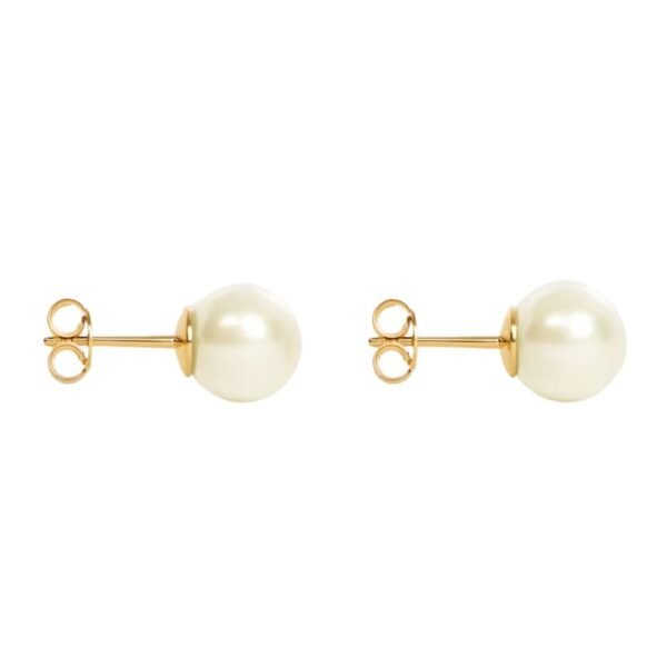 LES PERLES CELINE EARRINGS IN RESIN PEARLS AND BRASS WITH GOLD FINISH - Image 3