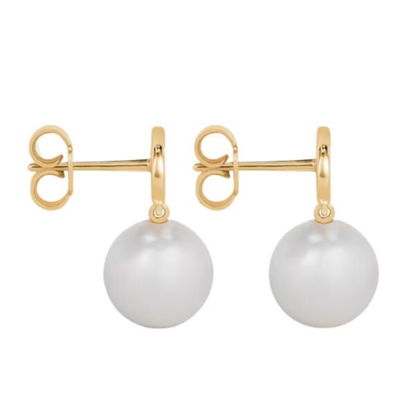 LES PERLES CELINE EARRINGS IN BRASS WITH GOLD FINISH AND GLASS PEARLS - Image 3