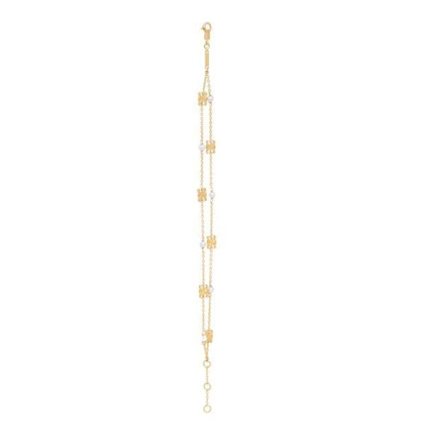 CELINE LES PERLES DOUBLE BRACELET IN BRASS WITH GOLD FINISH AND RESIN PEARLS - Image 3