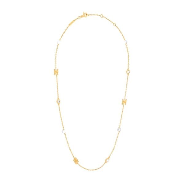 CELINE LES PERLES NECKLACE IN STRASS RESIN PEARLS AND BRASS WITH GOLD FINISH - Image 3