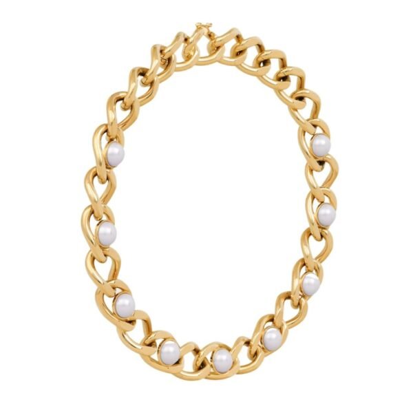 CELINE LES PERLES MAILLON NECKLACE IN BRASS WITH GOLD FINISH AND RESIN PEARLS - Image 3