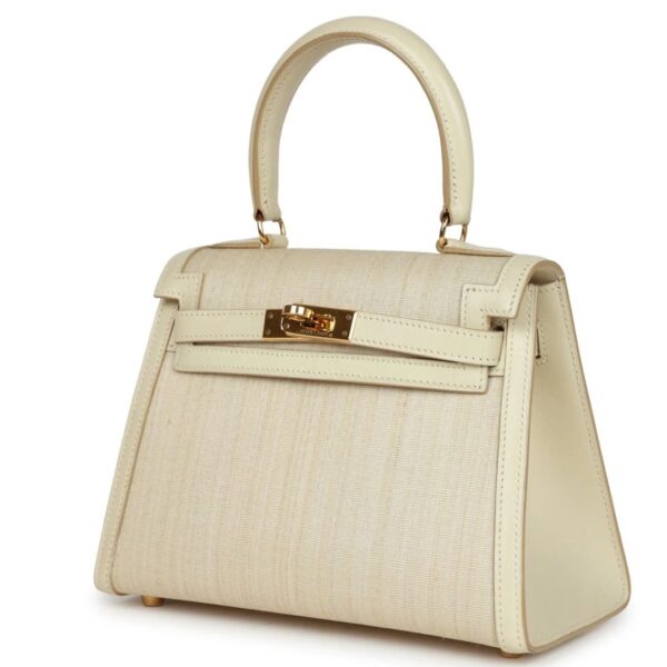 VINTAGE HERMÈS KELLY SELLIER 20 PARCHEMIN CRINOLINE AND BOX GOLD HARDWARE - Image 3