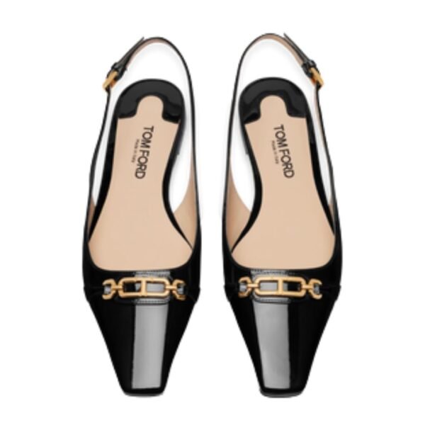 TOM FORD PATENT LEATHER WHITNEY SLINGBACK BALLERINA BLACK - Image 3