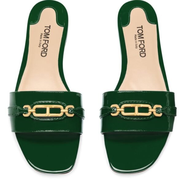 TOM FORD PATENT LEATHER WHITNEY SLIDE EMERLAD GREEN - Image 3