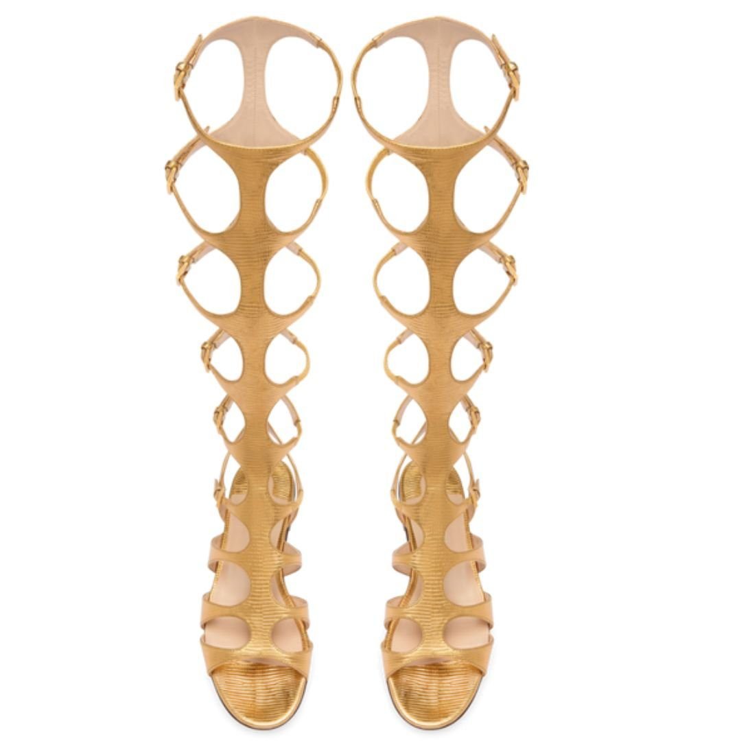 TOM FORD LAMINATED PRINTED LIZARD PARADIS KNEE HIGH SANDAL - Image 3