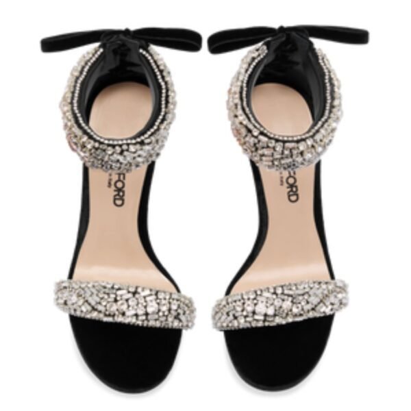 TOM FORD CRYSTAL EMBELLISHED VELVET EDIE SANDAL - Image 4