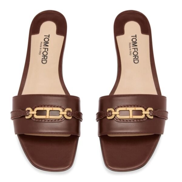 TOM FORD LEATHER WHITNEY SLIDE SADDLE BROWN - Image 3