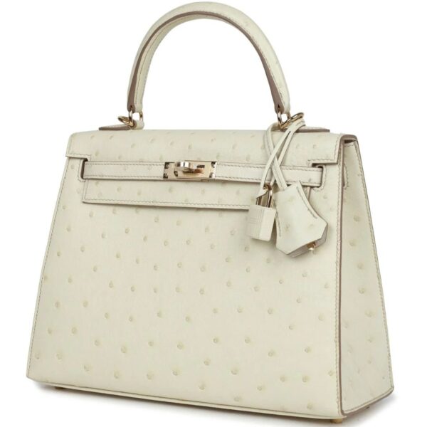 HERMÈS SPECIAL ORDER (HSS) KELLY SELLIER 25 NATA VERSO OSTRICH PERMABRASS HARDWARE - Image 3
