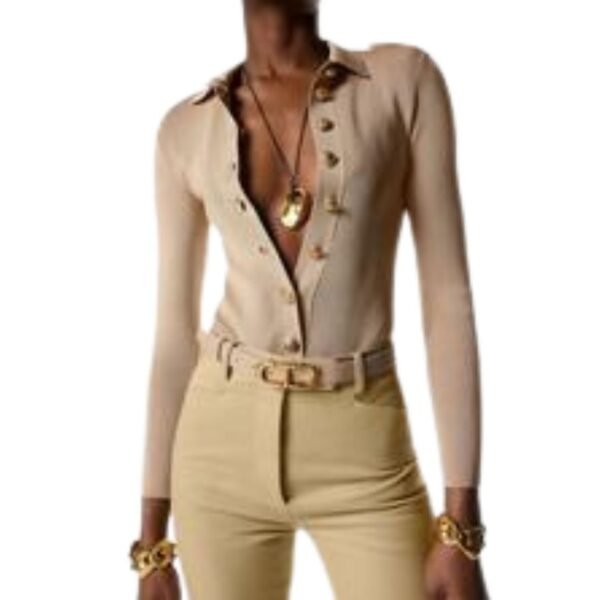 TOM FORD PALMELLATO EFFECT LEATHER BELT LIGHT BEIGE - Image 3