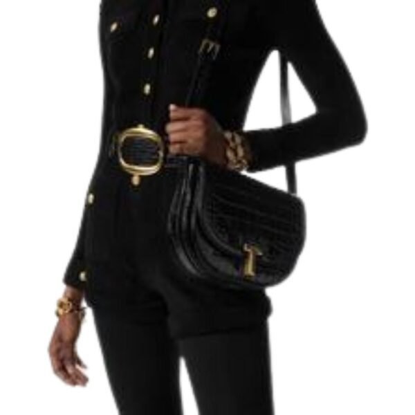 TOM FORD SHINY STAMPED CROCODILE LEATHER URSULA BELT BLACK - Image 3