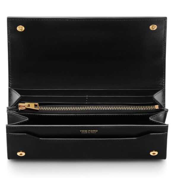 TOM FORD PALMELLATO EFFECT LEATHER CONTINENTAL WALLET BLACK - Image 3