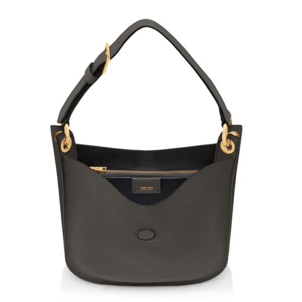 TOM FORD GRAIN LEATHER TARA SMALL CROSSBODY GRAPHITE - Image 5