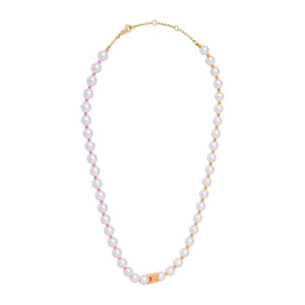 CELINE PLAGE PEARL NECKLACE IN BRASS WITH GOLD FINISH AND RESIN PEARLS - Image 3