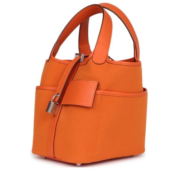 HERMÈS PICOTIN CARGO 18 ORANGE SWIFT AND TOILE CANVAS PALLADIUM HARDWARE - Image 3