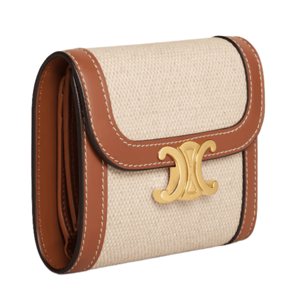 CELINE SMALL FLAP WALLET TRIOMPHE IN TEXTILE AND CALFSKIN - Image 3