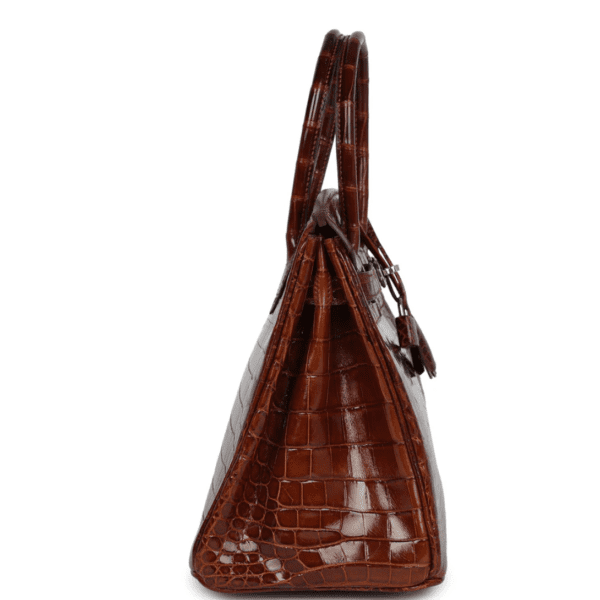 PRE-OWNED HERMÈS BIRKIN 30 MIEL SHINY NILOTICUS CROCODILE PALLADIUM HARDWARE - Image 4