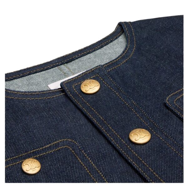 CELINE CROPPED JACKET IN RAW WASH DENIM - Image 3