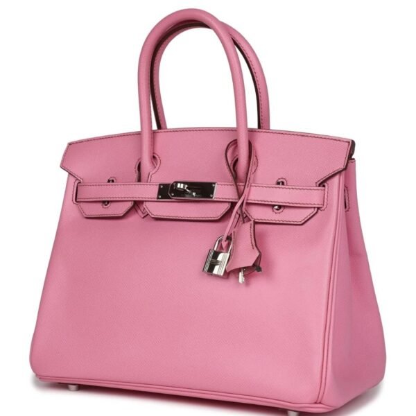 PRE-OWNED HERMÈS BIRKIN 30 BUBBLEGUM EPSOM PALLADIUM HARDWARE - Image 3