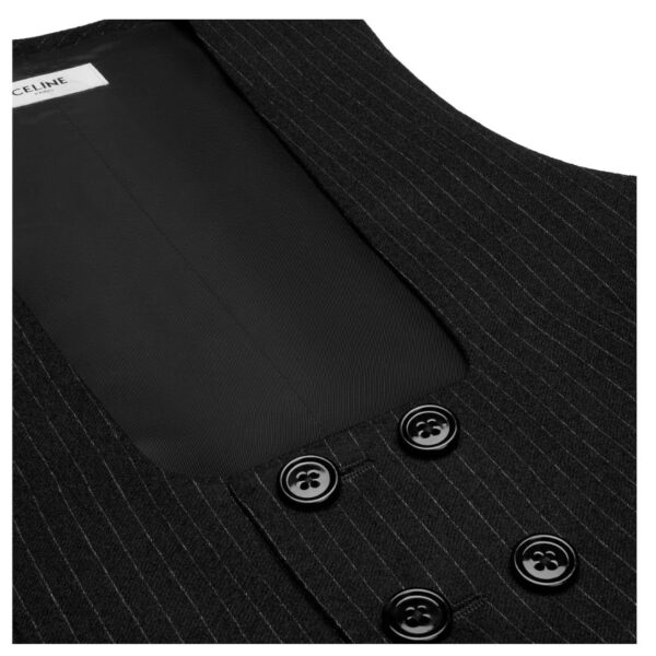 CELINE DOUBLE BREASTED VEST IN STRIPED WOOL FLANNEL - Image 3