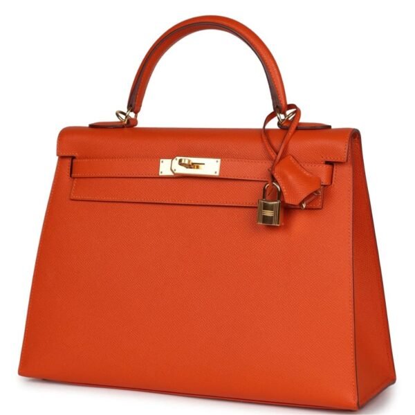 PRE-OWNED HERMÈS KELLY SELLIER 32 FEU EPSOM GOLD HARDWARE - Image 3