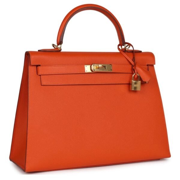 PRE-OWNED HERMÈS KELLY SELLIER 32 FEU EPSOM GOLD HARDWARE - Image 3