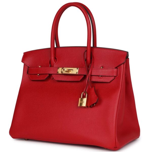 PRE-OWNED HERMÈS BIRKIN 30 ROUGE CASAQUE EPSOM GOLD HARDWARE - Image 3