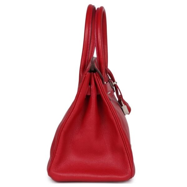 PRE-OWNED HERMÈS SPECIAL ORDER (HSS) BIRKIN 30 ROUGE CASAQUE VERSO CHEVRE BRUSHED PALLADIUM HARDWARE - Image 3