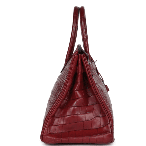 VINTAGE HERMÈS TRAVEL BIRKIN 35 ROUGE H NILOTICUS CROCODILE BRUSHED PALLADIUM HARDWARE - Image 4