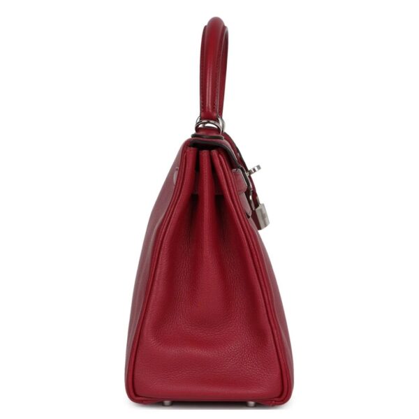 PRE-OWNED HERMÈS KELLY RETOURNE 28 ROUGE GRENAT EVERCOLOR PALLADIUM HARDWARE - Image 4