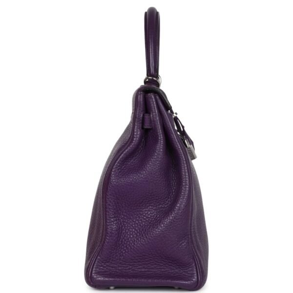 PRE-OWNED HERMÈS KELLY RETOURNE 35 ULTRAVIOLET CLEMENCE PALLADIUM HARDWARE - Image 3