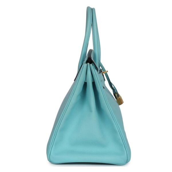 PRE-OWNED HERMÈS BIRKIN 35 BLEU ATOLL EPSOM GOLD HARDWARE - Image 4