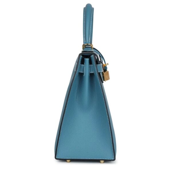 HERMÈS KELLY SELLIER 28 BLUE JEAN EPSOM GOLD HARDWARE - Image 4