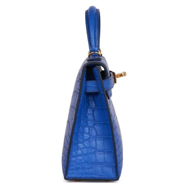 HERMÈS KELLY SELLIER 20 BLEU ROYAL MATTE ALLIGATOR GOLD HARDWARE - Image 4