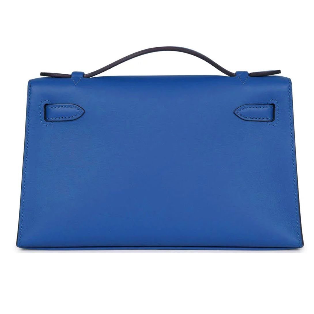 HERMÈS KELLY POCHETTE BLEU ROYAL SWIFT PALLADIUM HARDWARE - Image 2
