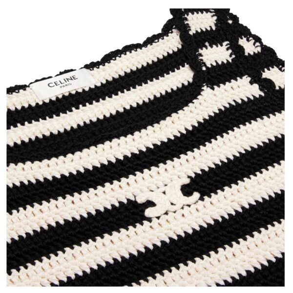 CELINE TRIOMPHE STRIPED MINI DRESS IN CROCHETED COTTON - Image 3