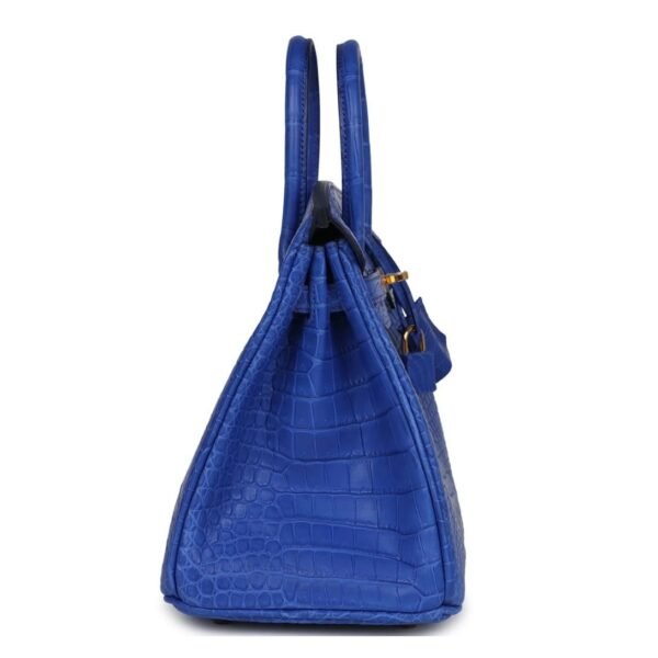 HERMÈS BIRKIN 25 BLEU ROYAL MATTE POROSUS CROCODILE GOLD HARDWARE - Image 4