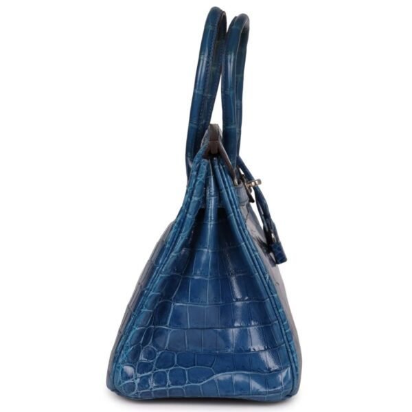 PRE-OWNED HERMÈS BIRKIN 30 MYKONOS SHINY NILOTICUS CROCODILE PALLADIUM HARDWARE - Image 4