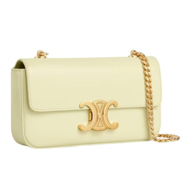 CELINE CHAIN SHOULDER BAG CLAUDE IN SHINY CALFSKIN LIGHT YELLOW - Image 5