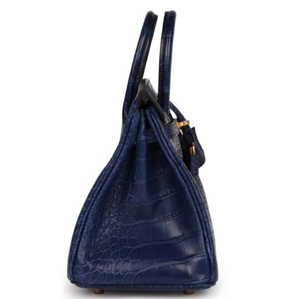 HERMÈS BIRKIN 25 BLEU SAPHIR MATTE ALLIGATOR GOLD HARDWARE - Image 4