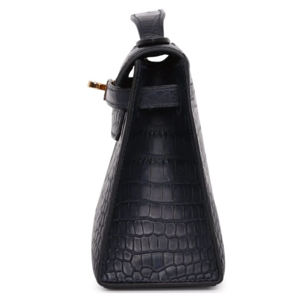 HERMÈS KELLY POCHETTE BLEU INDIGO MATTE ALLIGATOR GOLD HARDWARE - Image 4