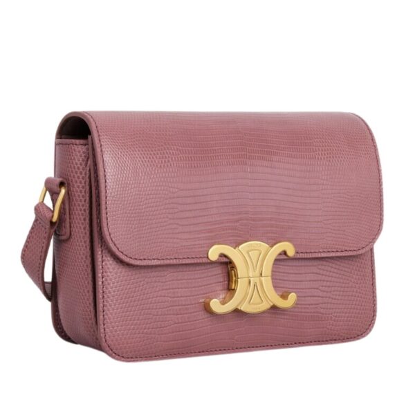 CELINE TEEN TRIOMPHE BAG IN LIZARD VINTAGE ROSE - Image 6