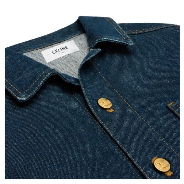 CELINE WORKWEAR MINI DRESS IN RINSED WASH DENIM - Image 3