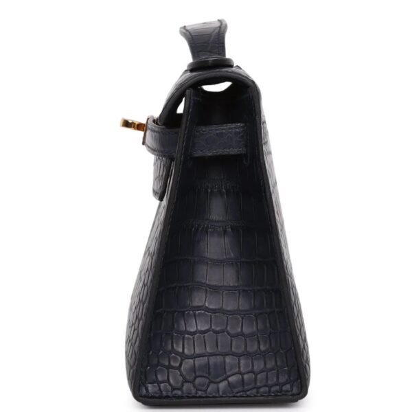HERMÈS KELLY POCHETTE BLEU INDIGO MATTE ALLIGATOR GOLD HARDWARE - Image 3
