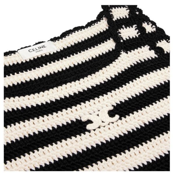 CELINE TRIOMPHE STRIPED MINI DRESS IN CROCHETED COTTON - Image 3